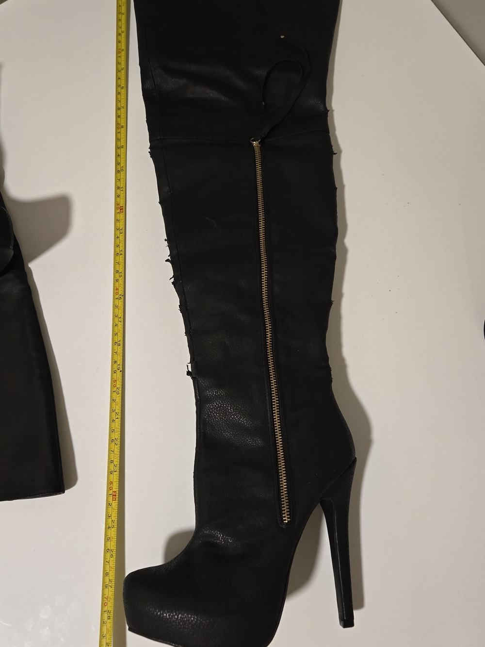 Ballantine Black Over-the-Knee Platform Stiletto Boots with Gold Zip - Picture 13 of 16